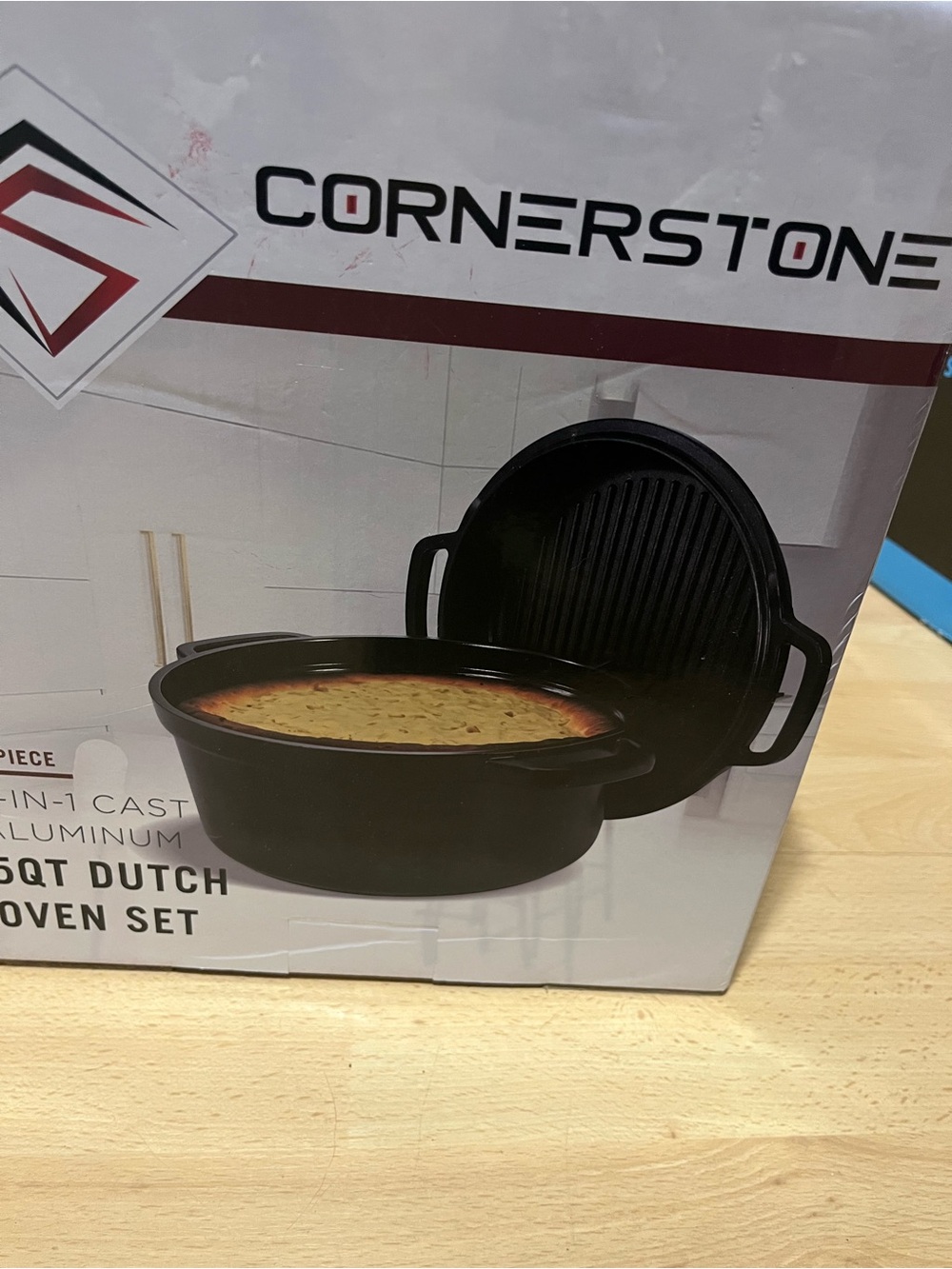 Cornerstone Black 5QT Dutch Oven Set - Versatile Cast Aluminum Cookware